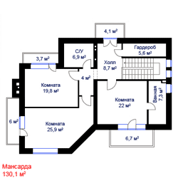 Мансарда проекта дома ЭК 241-0